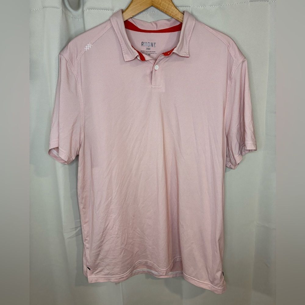 Rhone Mens Red/Pink Performance Microdot Polo XL